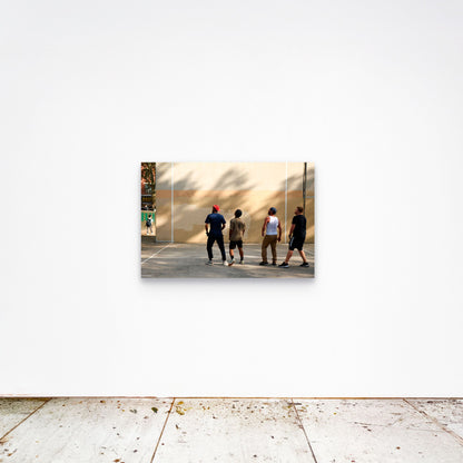 Chloe Albert's fine art print 'Collective Gaze' shown unframed at 36 by 24 inches on a gallery wall, displaying the print at scale in a room setting.
