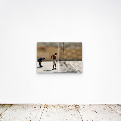 Chloe Albert's fine art print 'Concrete Womb' shown unframed at 36 by 24 inches on a gallery wall, displaying the print at scale in a room setting.