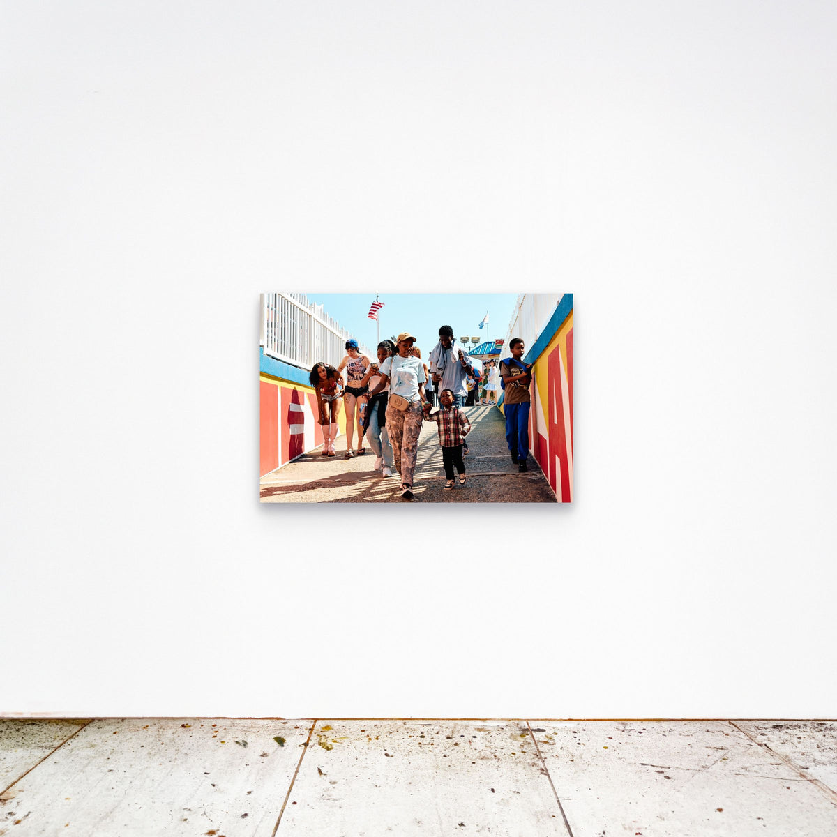 Chloe Albert's fine art print 'Painted Walls' shown unframed at 36 by 24 inches on a gallery wall, displaying the print at scale in a room setting.