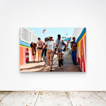 Chloe Albert's fine art print 'Painted Walls' shown unframed at 60 by 40 inches on a gallery wall above a concrete floor, displaying the large statement size in a room.