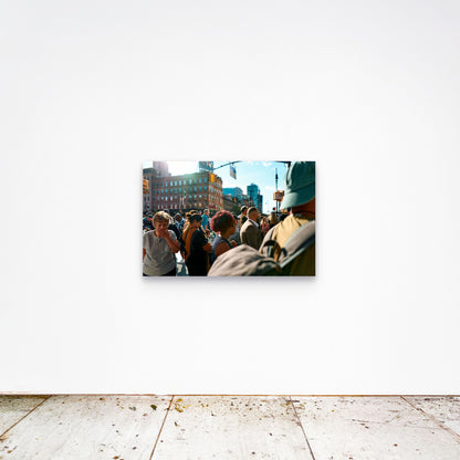 Chloe Albert's fine art print 'Shocked Woman' shown unframed at 36 by 24 inches on a gallery wall, displaying the print at scale in a room setting.