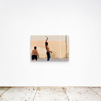 Chloe Albert's fine art print 'Suspension' shown unframed at 36 by 24 inches on a gallery wall, displaying the print at scale in a room setting.