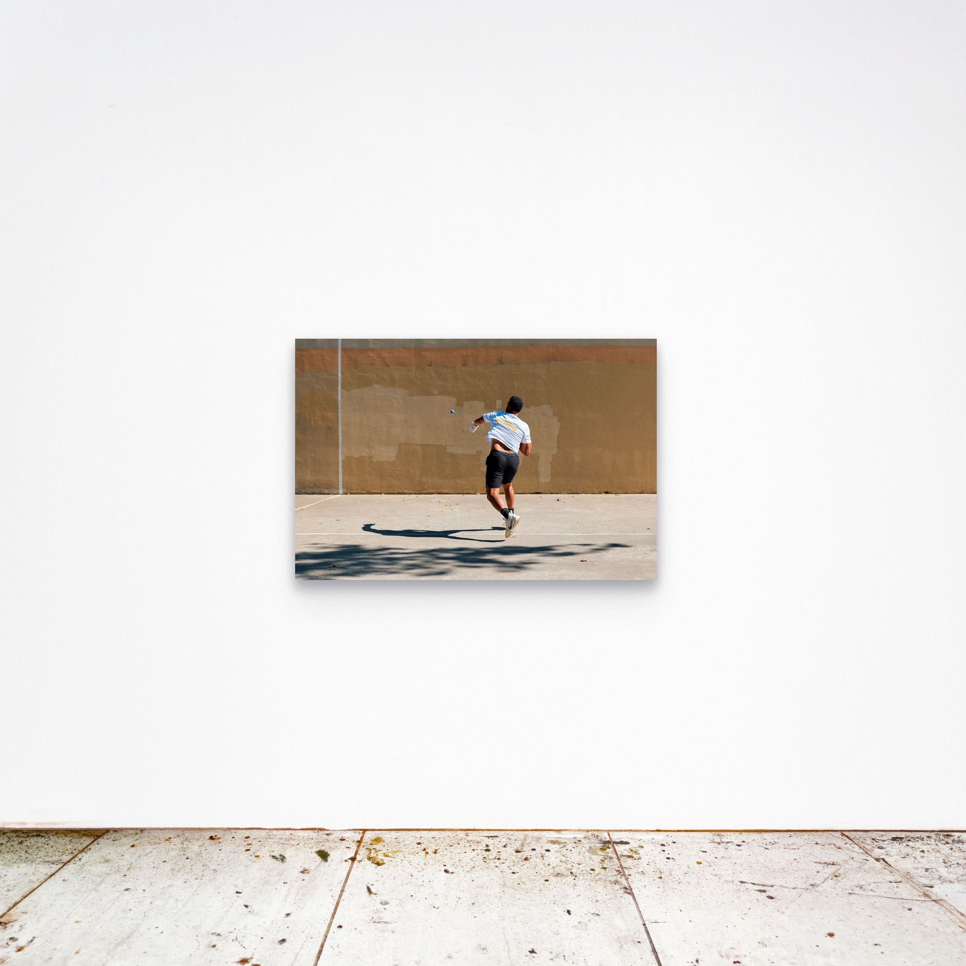 Chloe Albert's fine art print 'Velocity' shown unframed at 36 by 24 inches on a gallery wall, displaying the print at scale in a room setting.