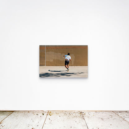 Chloe Albert's fine art print 'Velocity' shown unframed at 36 by 24 inches on a gallery wall, displaying the print at scale in a room setting.