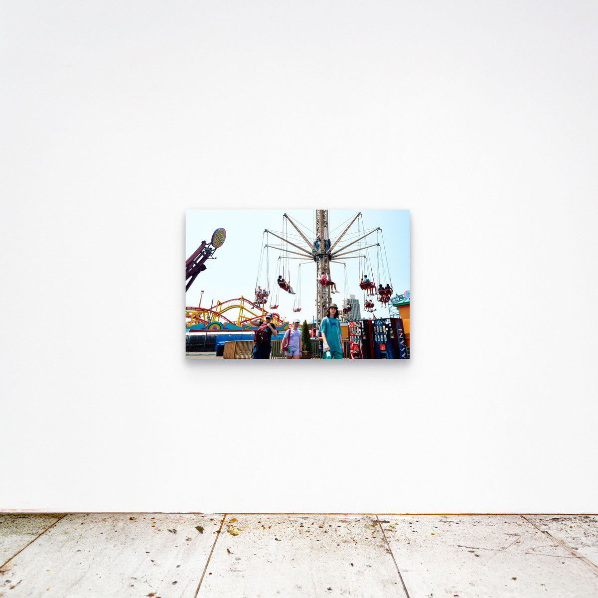 Chloe Albert's fine art print 'Wave Swinger' shown unframed at 36 by 24 inches on a gallery wall, displaying the print at scale in a room setting.