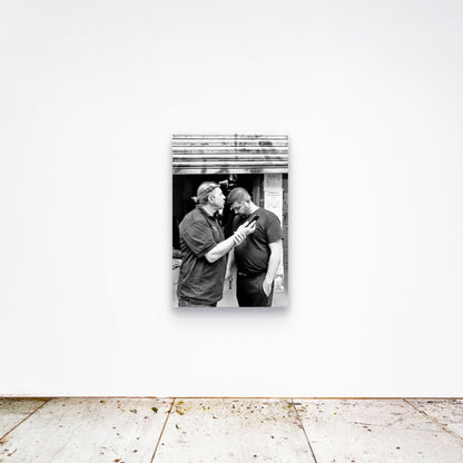 Chloe Albert's fine art print 'Workman' shown unframed at 36 by 24 inches on a gallery wall, displaying the print at scale in a room setting.